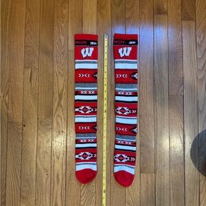 Wisconsin Badgers Over-The-Knee Aztec Knit Socks - Red/White - New